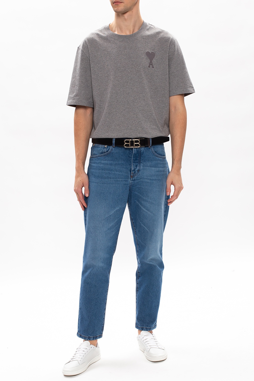 Grey Logo Cotton Jersey Cropped T - Sweatshirt On Trail